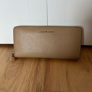 Michael Kors Beige Pebbled Leather Wallet